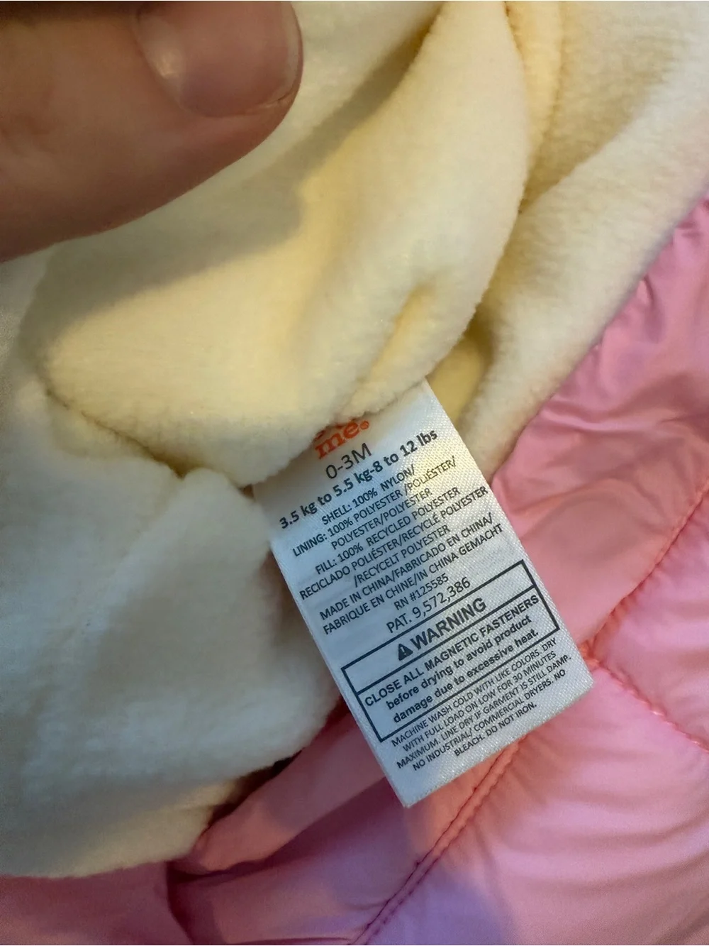 New Pink and Lavender Baby All-in-One Puffer Snowsuit with Hood